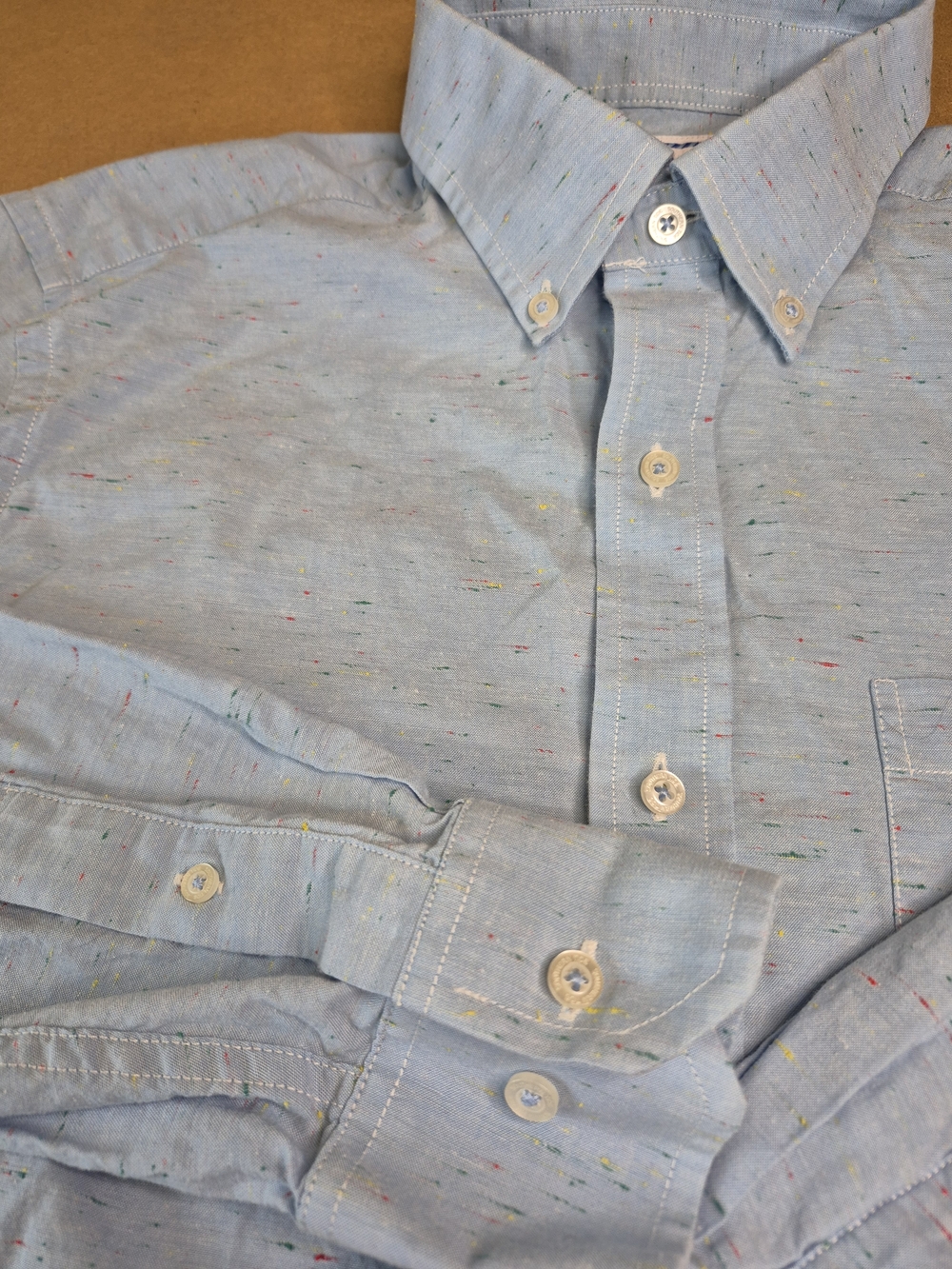 Southern Tide Light Blue Button-Down Shirt with Multicolor Specks 3422/379